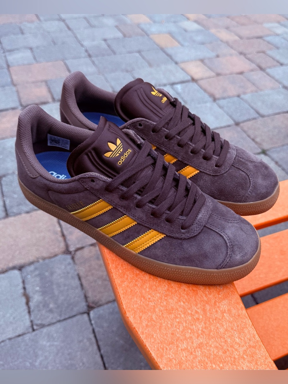 Adidas Gazelle ADV Suede Skateboard Shoes Brown Yellow - JP5857 Men's US Size 10